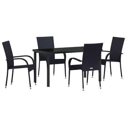 Set da Pranzo per Giardino 5 pcs Nero Poly Rattan - homemem39