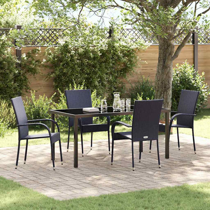 Set da Pranzo per Giardino 5 pcs Nero Poly Rattan - homemem39