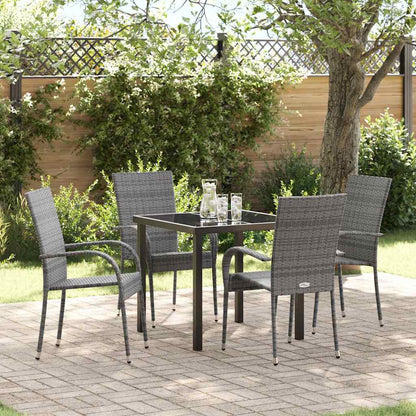 Set da Pranzo per Giardino 5 pcs Grigio Poly Rattan - homemem39