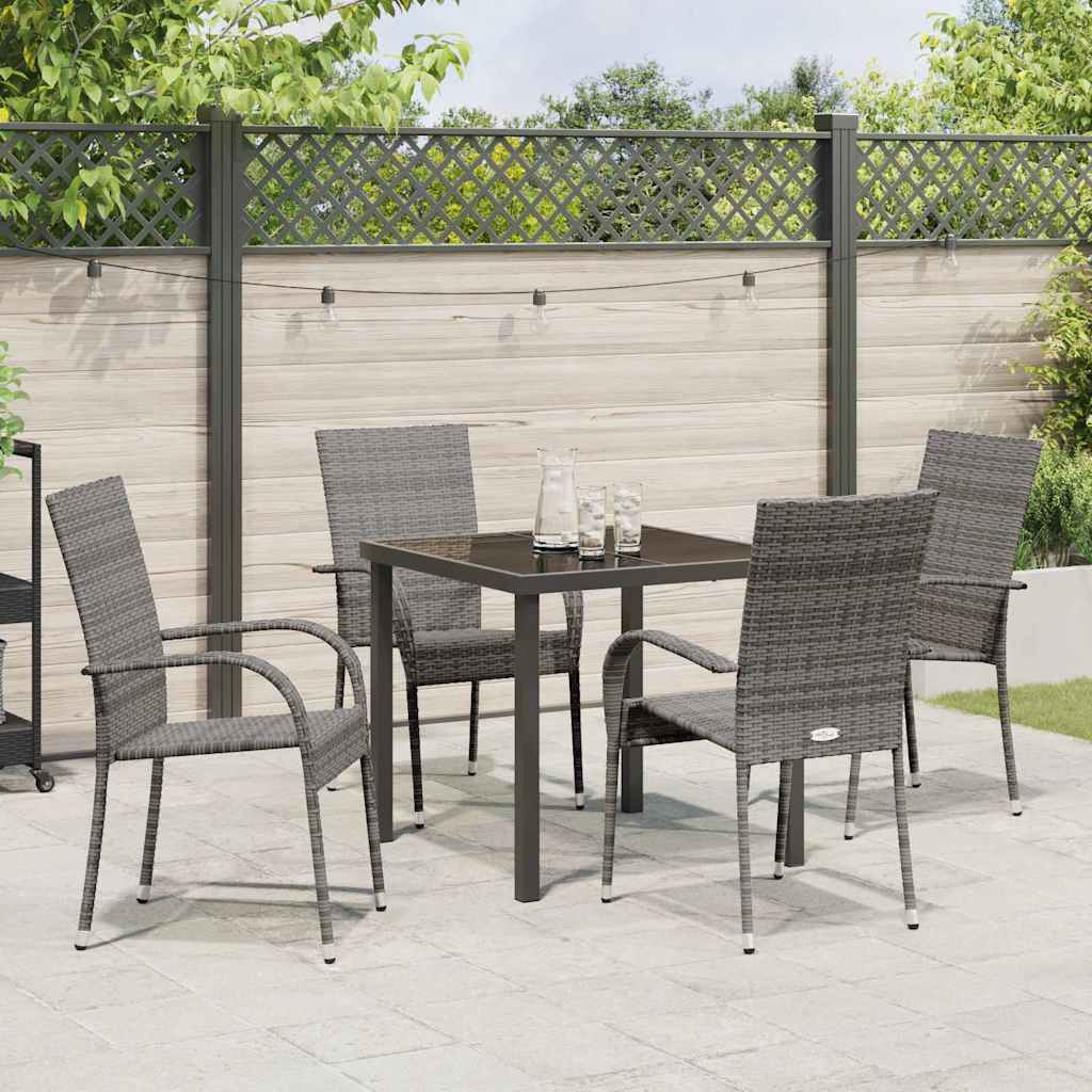 Set da Pranzo per Giardino 5 pcs Grigio Poly Rattan - homemem39