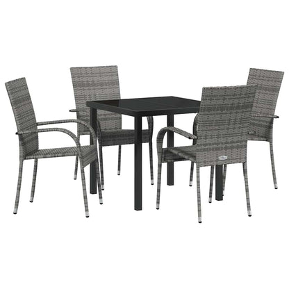 Set da Pranzo per Giardino 5 pcs Grigio Poly Rattan - homemem39