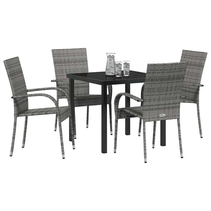 Set da Pranzo per Giardino 5 pcs Grigio Poly Rattan - homemem39