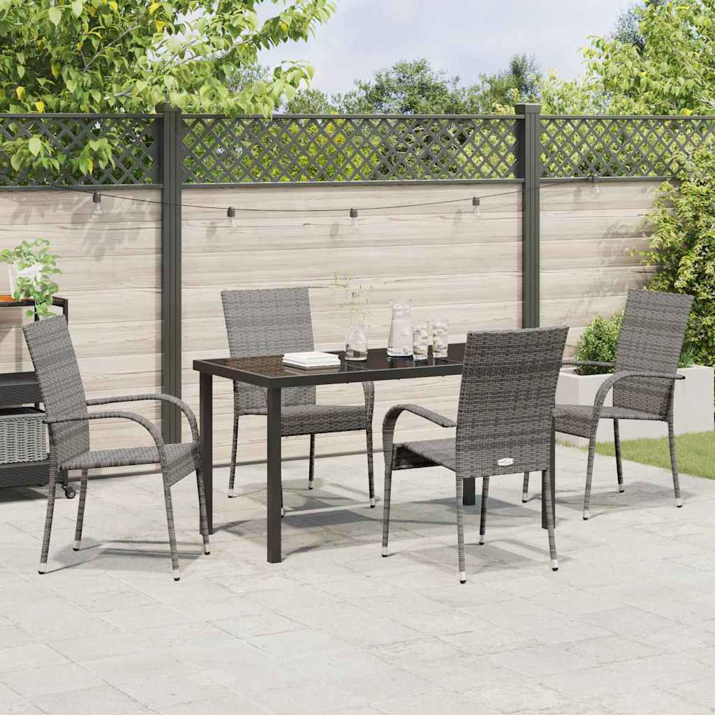 Set da Pranzo per Giardino 5 pcs Grigio Poly Rattan - homemem39