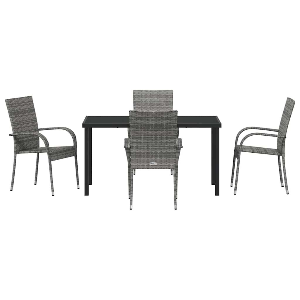 Set da Pranzo per Giardino 5 pcs Grigio Poly Rattan - homemem39
