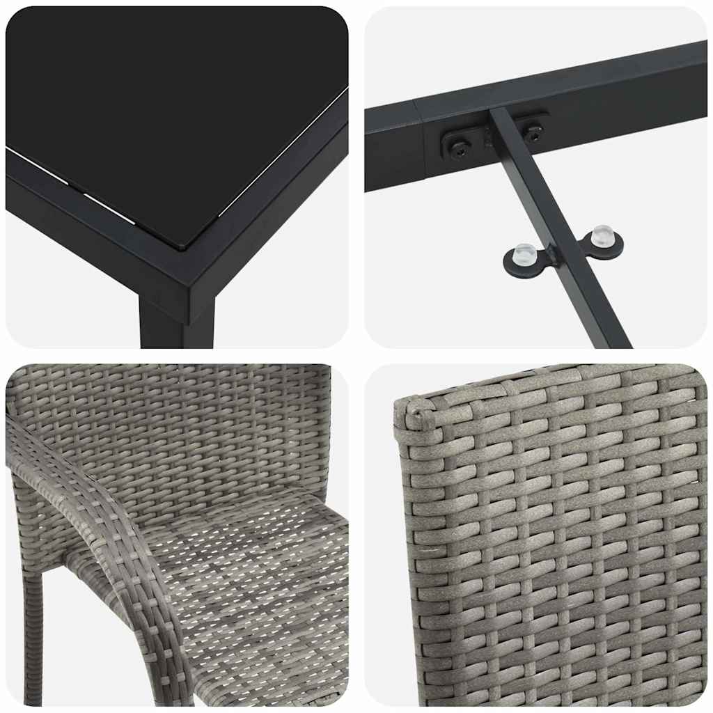 Set da Pranzo per Giardino 5 pcs Grigio Poly Rattan - homemem39