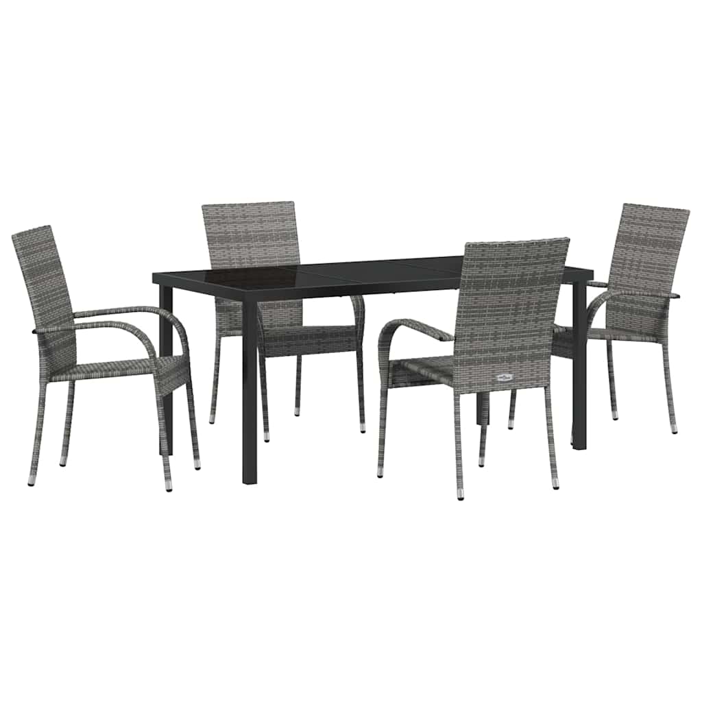 Set da Pranzo per Giardino 5 pcs Grigio Poly Rattan - homemem39