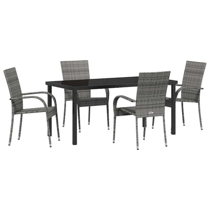 Set da Pranzo per Giardino 5 pcs Grigio Poly Rattan - homemem39