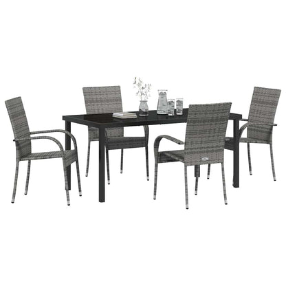 Set da Pranzo per Giardino 5 pcs Grigio Poly Rattan - homemem39