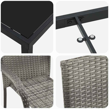 Set da Pranzo per Giardino 7 pcs Grigio Poly Rattan - homemem39