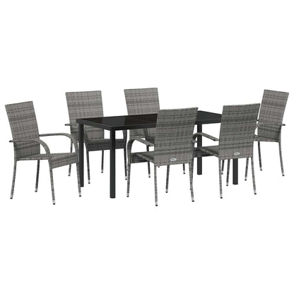 Set da Pranzo per Giardino 7 pcs Grigio Poly Rattan - homemem39