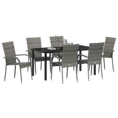 Set da Pranzo per Giardino 7 pcs Grigio Poly Rattan - homemem39