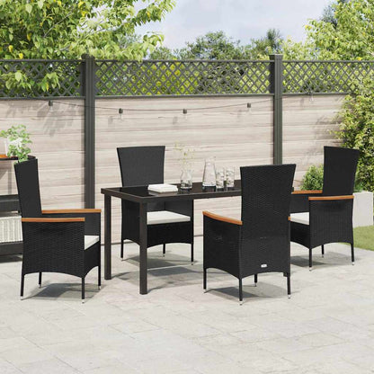 Set da Pranzo per Giardino con cuscino 5 pcs Nero Poly Rattan - homemem39