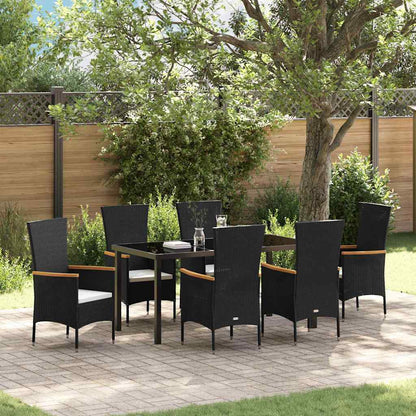 Set da Pranzo per Giardino con cuscino 7 pcs Nero Poly Rattan - homemem39
