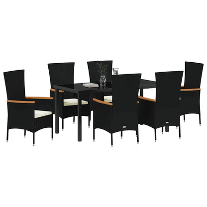 Set da Pranzo per Giardino con cuscino 7 pcs Nero Poly Rattan - homemem39