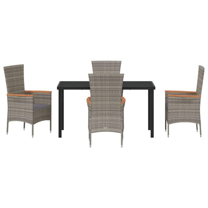 Set da Pranzo per Giardino con cuscino 5 pcs Grigio Poly Rattan - homemem39