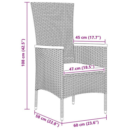 Set da Pranzo per Giardino con cuscino 7 pcs Grigio Poly Rattan - homemem39