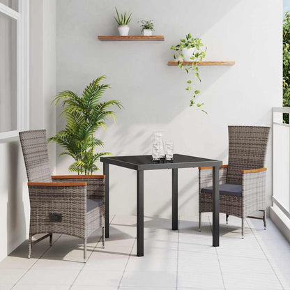 Set da Pranzo per Giardino con cuscino 3 pcs Grigio Poly Rattan - homemem39