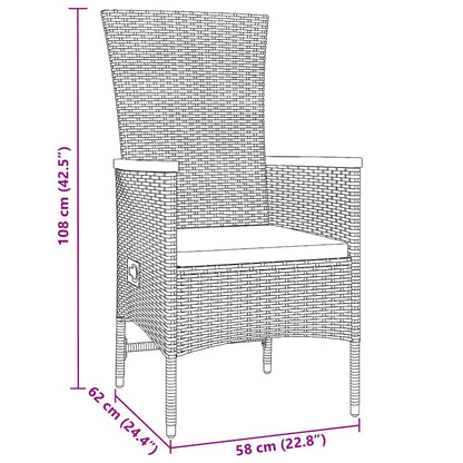 Set da Pranzo per Giardino con cuscino 3 pcs Grigio Poly Rattan - homemem39