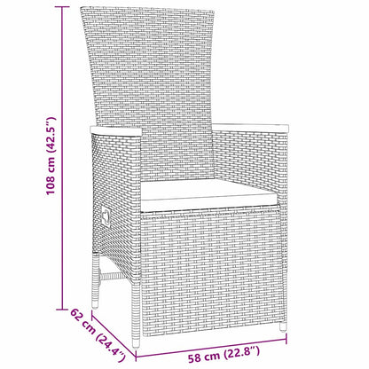 Set da Pranzo per Giardino con cuscino 3 pcs Grigio polyrattan | homemem39