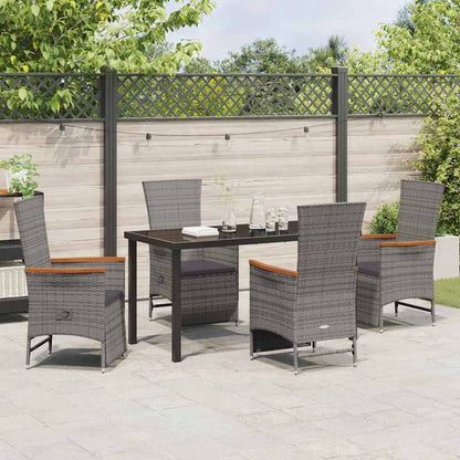 Set da Pranzo per Giardino con cuscino 5 pcs Grigio Poly Rattan - homemem39