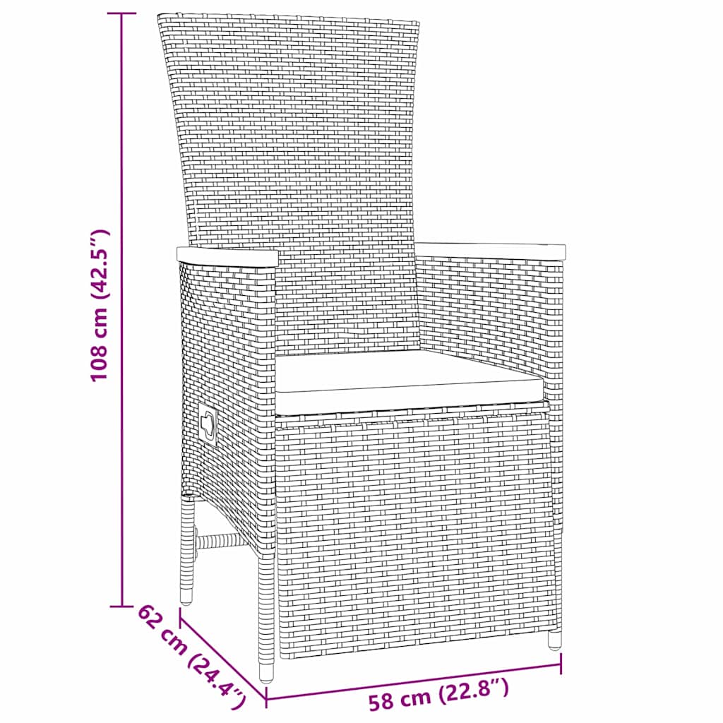 Set da Pranzo per Giardino con cuscino 5 pcs Grigio Poly Rattan - homemem39