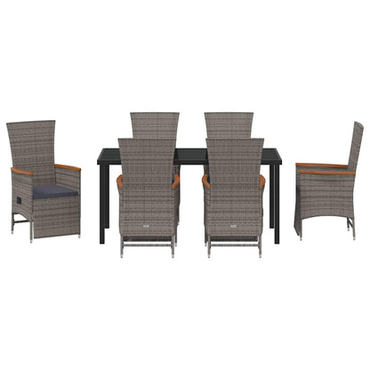 Set da Pranzo per Giardino con cuscino 7 pcs Grigio Poly Rattan - homemem39
