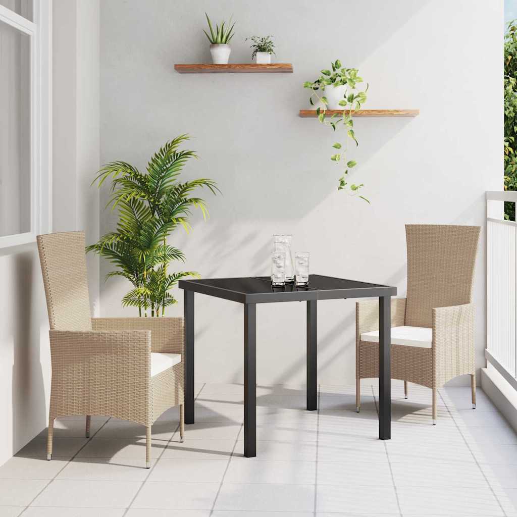 Set da Pranzo per Giardino con cuscino 3 pcs Beige polyrattan | homemem39