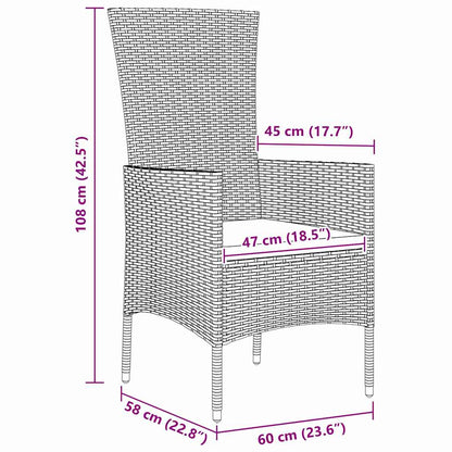 Set da Pranzo per Giardino con cuscino 3 pcs Beige polyrattan | homemem39