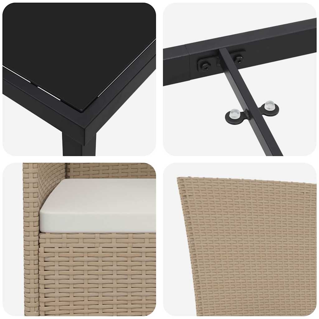 Set da Pranzo per Giardino con cuscino 5 pcs Beige polyrattan | homemem39