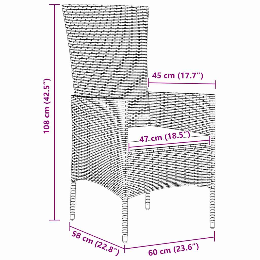 Set da Pranzo per Giardino con cuscino 5 pcs Beige polyrattan - homemem39