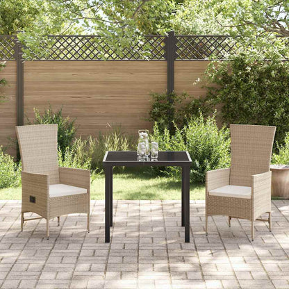 Set da Pranzo per Giardino con cuscino 3 pcs Beige polyrattan - homemem39