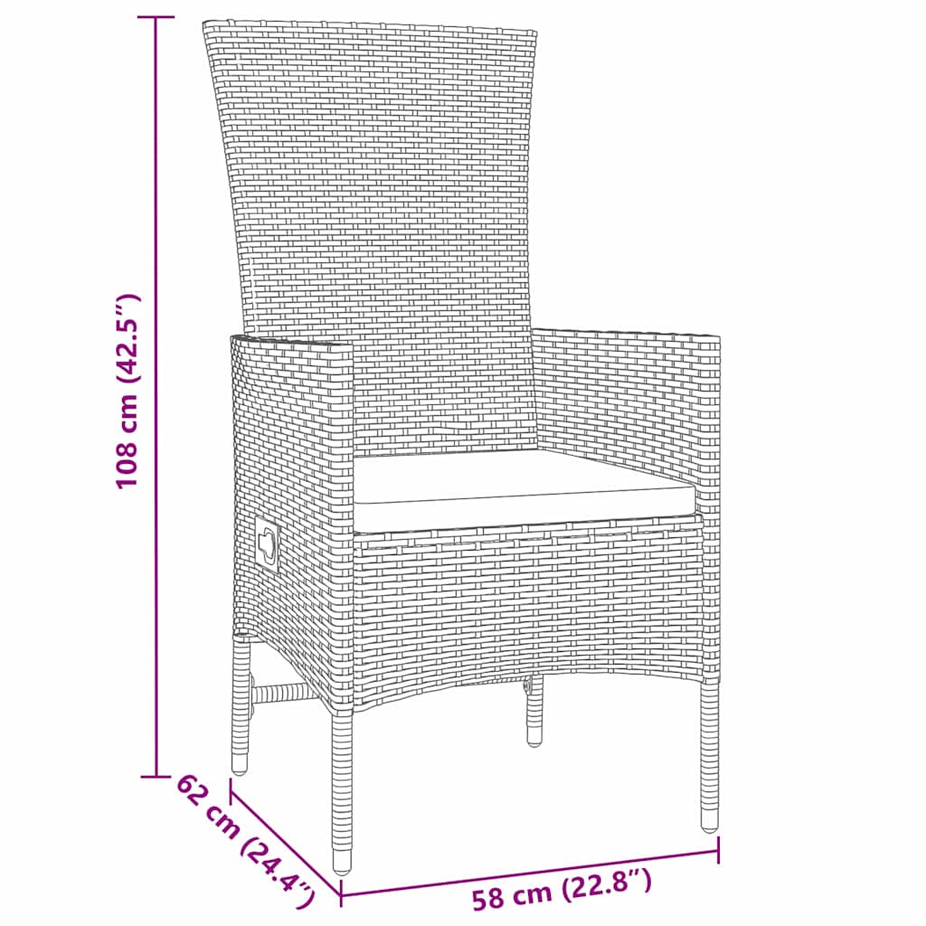 Set da Pranzo per Giardino con cuscino 3 pcs Beige polyrattan - homemem39