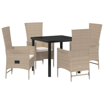 Set da Pranzo per Giardino con cuscino 5 pcs Beige polyrattan - homemem39