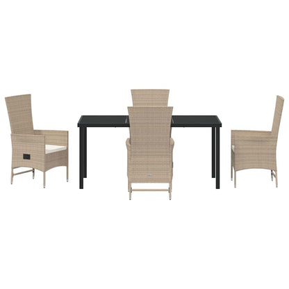 Set da Pranzo per Giardino con cuscino 5 pcs Beige polyrattan - homemem39