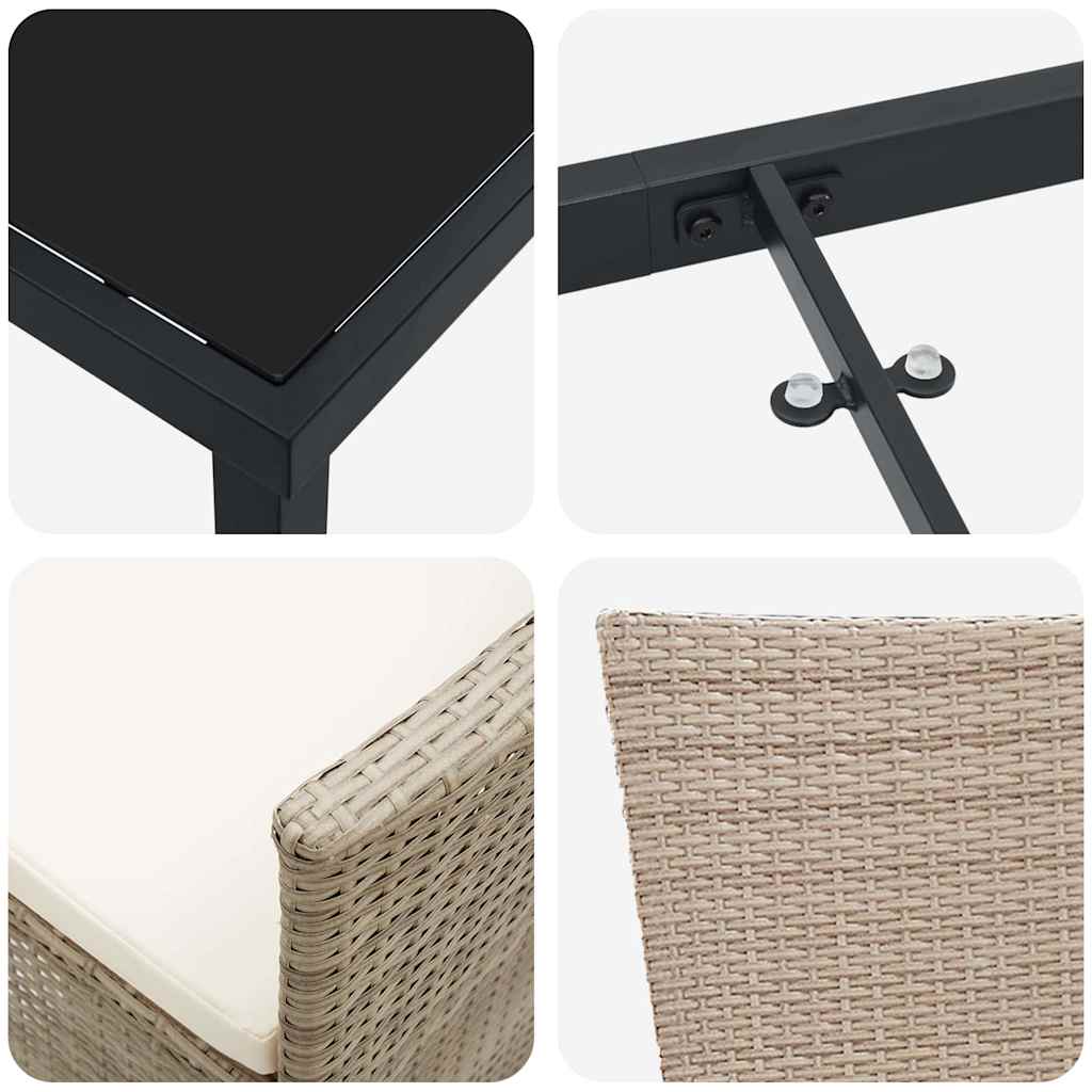 Set da Pranzo per Giardino con cuscino 7 pcs Beige polyrattan - homemem39