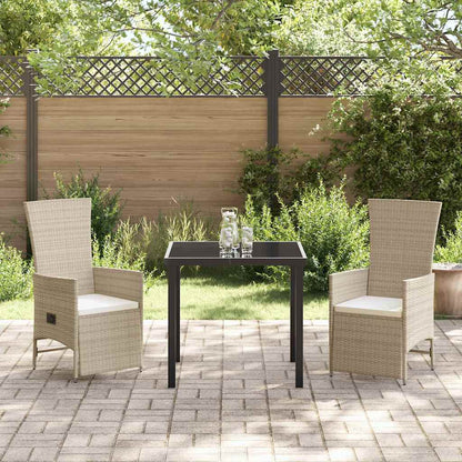 Set da Pranzo per Giardino con cuscino 3 pcs Beige polyrattan - homemem39