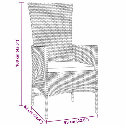 Set da Pranzo per Giardino con cuscino 3 pcs Beige polyrattan - homemem39