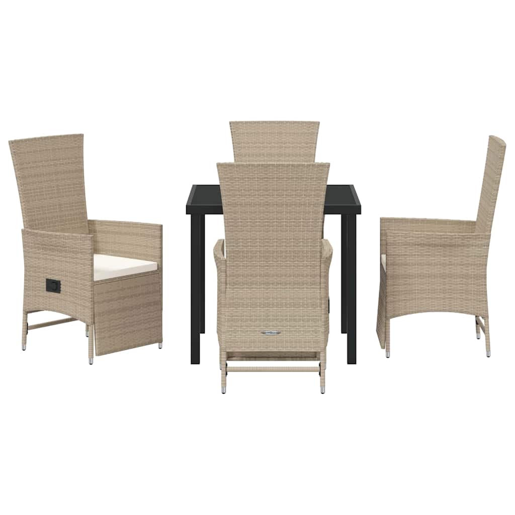 Set da Pranzo per Giardino con cuscino 5 pcs Beige polyrattan - homemem39