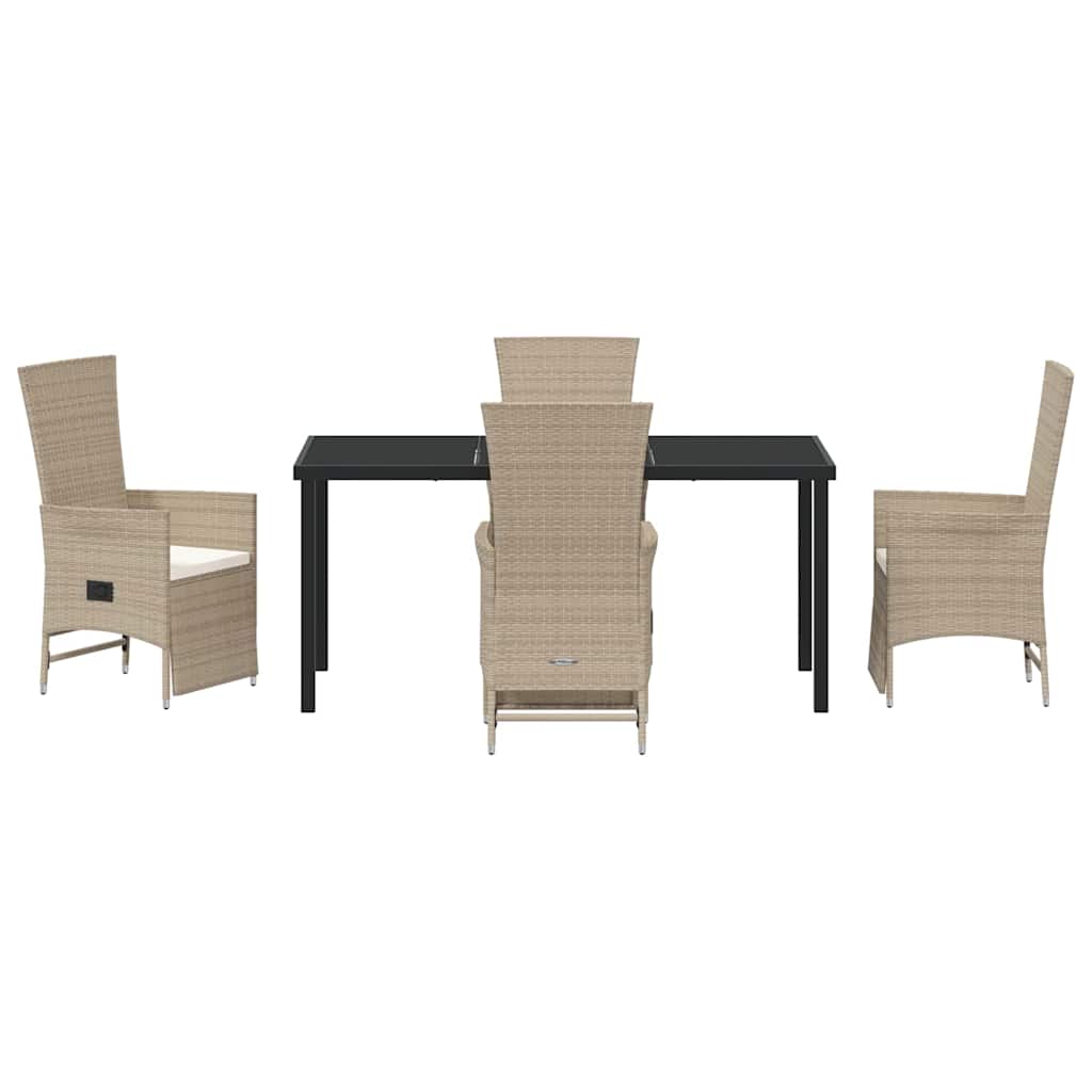 Set da Pranzo per Giardino con cuscino 5 pcs Beige polyrattan - homemem39