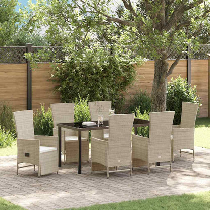 Set da Pranzo per Giardino con cuscino 7 pcs Beige polyrattan - homemem39