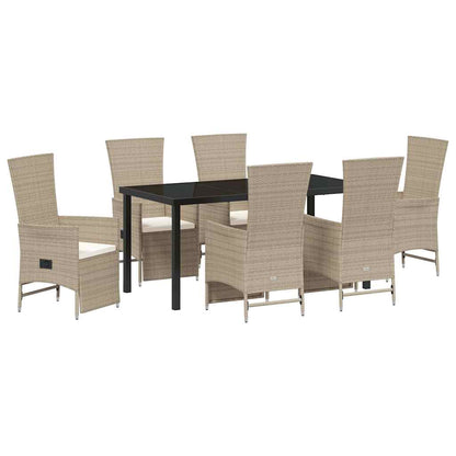 Set da Pranzo per Giardino con cuscino 7 pcs Beige polyrattan - homemem39
