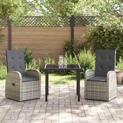Set da Pranzo per Giardino con cuscino 3 pcs Grigio polyrattan - homemem39