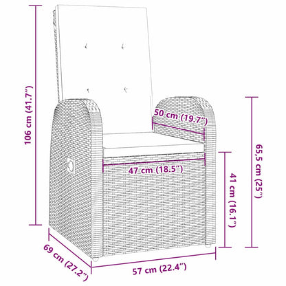 Set da Pranzo per Giardino con cuscino 3 pcs Grigio polyrattan | homemem39