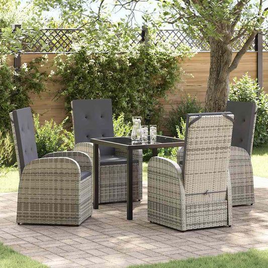 Set da Pranzo per Giardino con cuscino 5 pcs Grigio polyrattan - homemem39