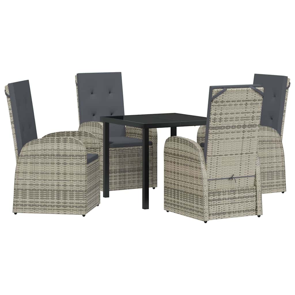 Set da Pranzo per Giardino con cuscino 5 pcs Grigio polyrattan - homemem39