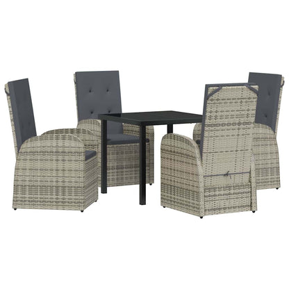 Set da Pranzo per Giardino con cuscino 5 pcs Grigio polyrattan - homemem39