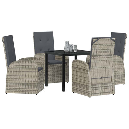 Set da Pranzo per Giardino con cuscino 5 pcs Grigio polyrattan - homemem39