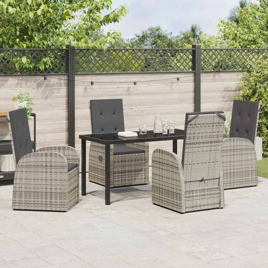 Set da Pranzo per Giardino con cuscino 5 pcs Grigio polyrattan - homemem39