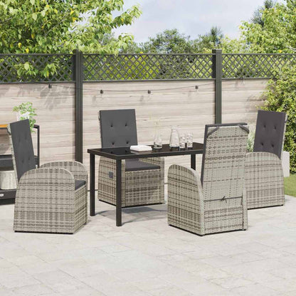 Set da Pranzo per Giardino con cuscino 5 pcs Grigio polyrattan - homemem39