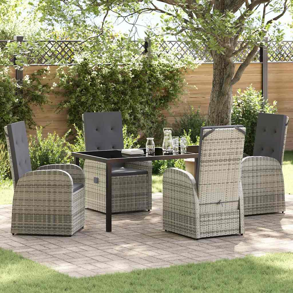 Set da Pranzo per Giardino con cuscino 5 pcs Grigio polyrattan - homemem39